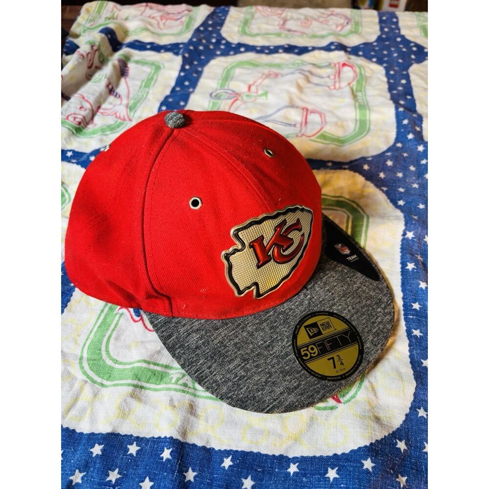 Kansas City Chiefs New Era 59FIFTY Metal Logo Hat Cap 8 1/8 New